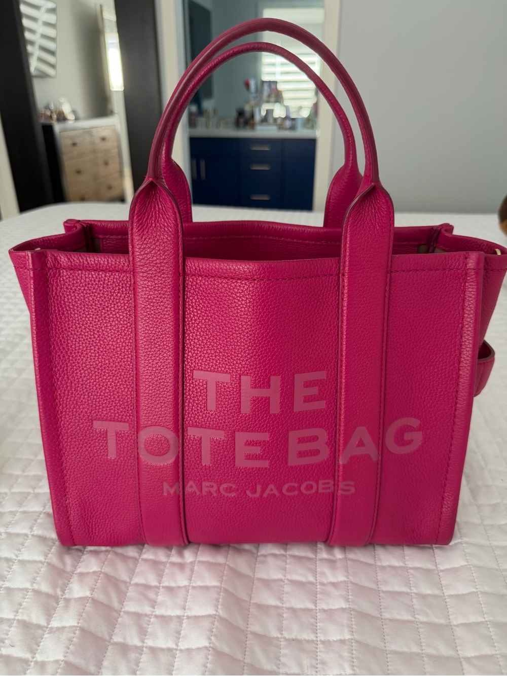 Marc Jacobs Pink Leather Mini Tote with Bold Logo